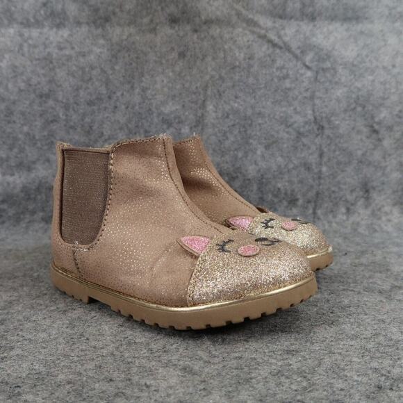 Self Esteem Shoes Kids 9 Boots Animal Glitter Casual Girls Zip Brown Kitten Cat - Picture 1 of 14
